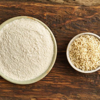 White Rice flour or brown rice flour is commonly used in gluten-free baking.