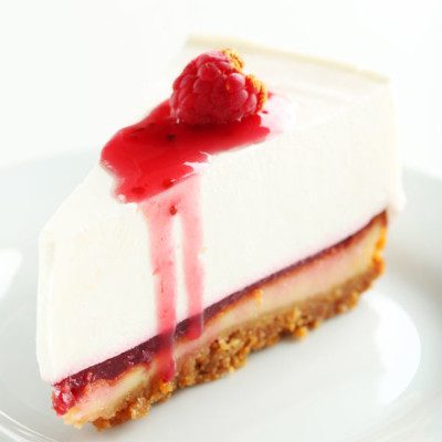 Cheesecake is made with a custard type filling and cookie or short dough as the base.