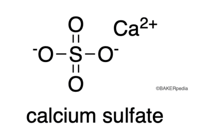 Calcium sulfate is a food additive used as an anticaking agent, dough conditioner and strengthener, flour treatment agent, pH regulator, thickenner and yeast food.