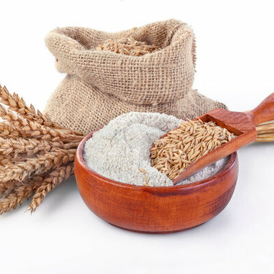 Whole grain wheat flour is made by grinding the entire wheat kernel, mainly from HRW wheat