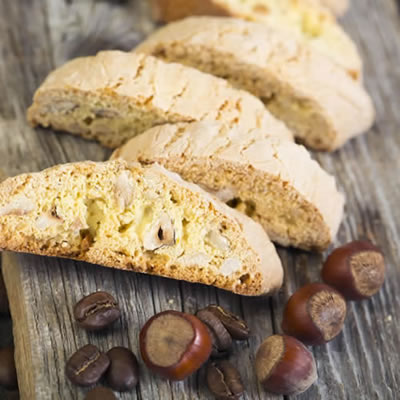  Biscotti is a sliced cookie made from a long piece of dough that has been baked, cut into individual pieces and finally rebaked to obtain characteristic texture and low moisture.