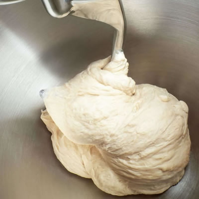 Proper mixing results in a homogeneous dough product.